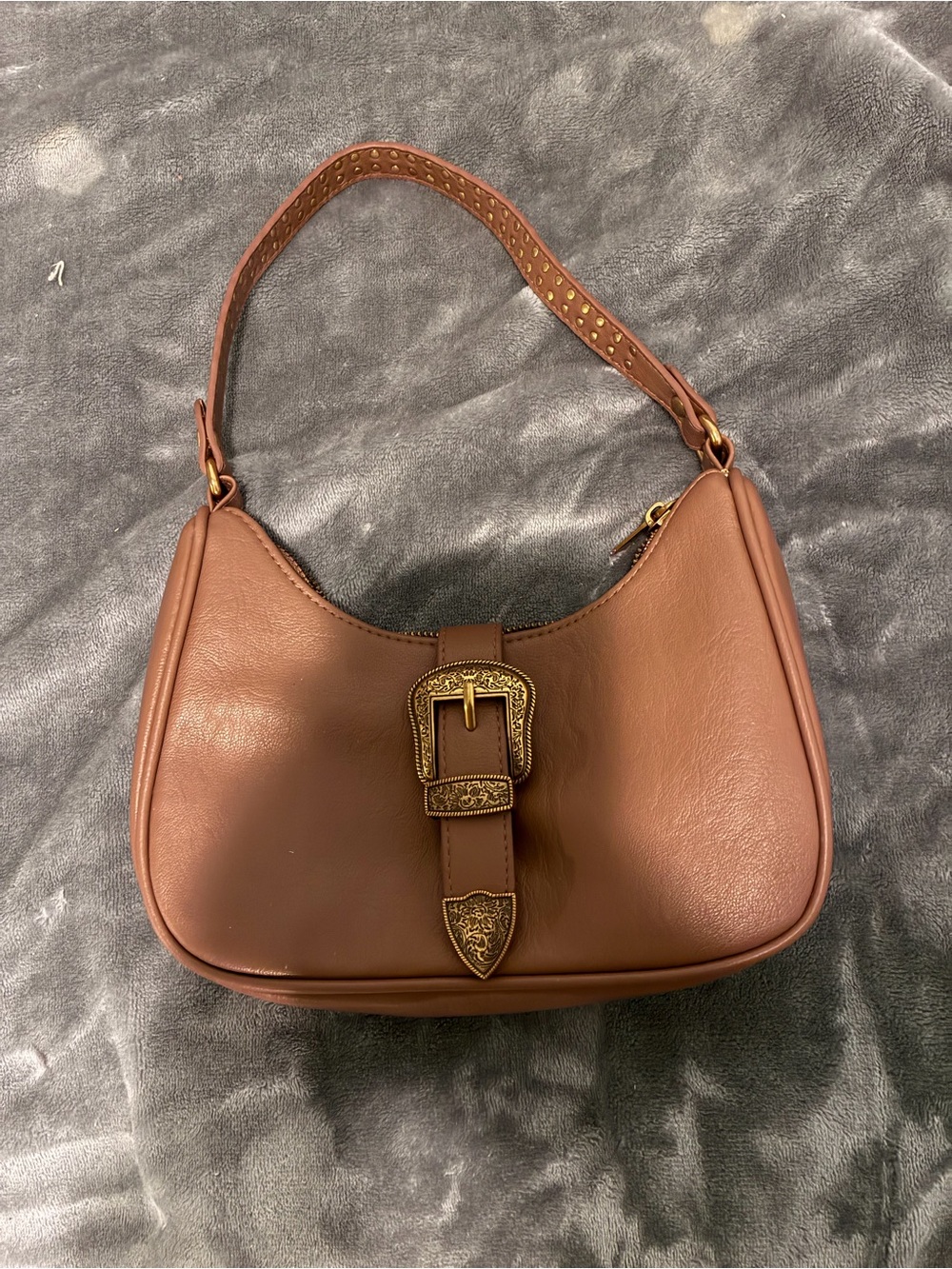 Steve Madden Brown Western Buckle Shoulder Bag